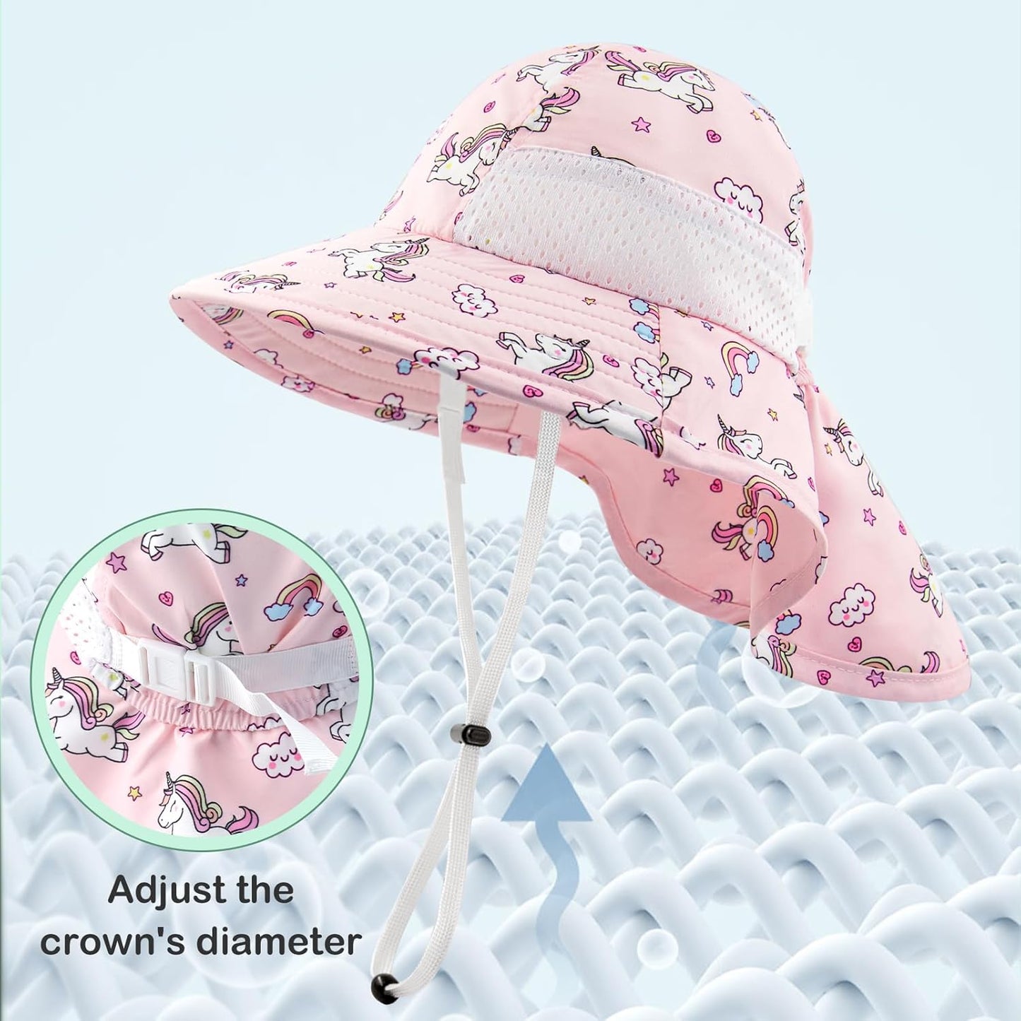 XIAOHAWANG Girls Sun Hat Baby Beach Hats Boys UPF 50+ Kids Summer Protection Cap Toddler Breathable Caps Wide Brim Neck Flap