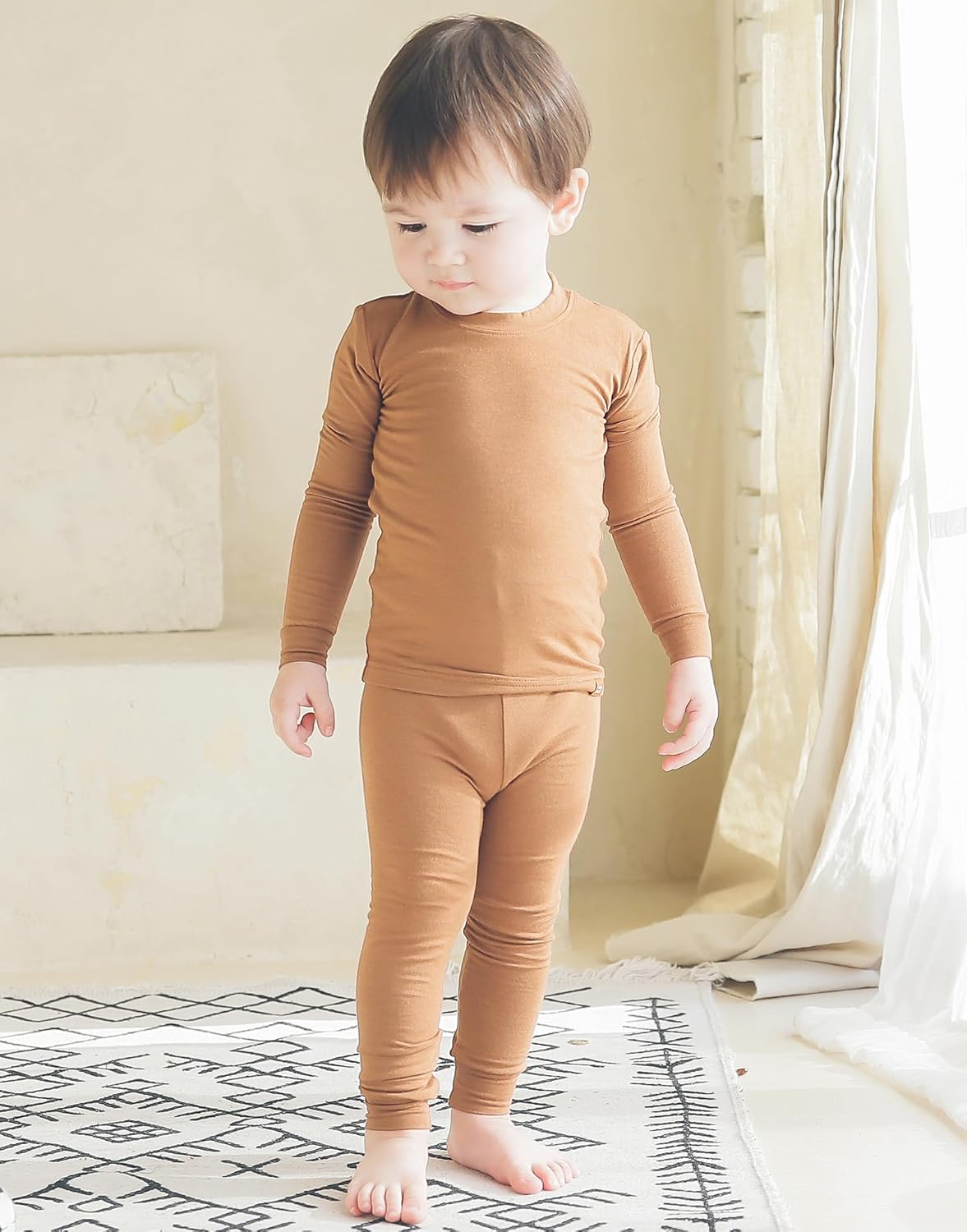 VAENAIT 6M-12Y Toddler Toddler Kids Toddler Girls Boys Soft Comfy Modal Tencel Solid Raglan Sleepwear Pajamas Pjs 2pcs Set