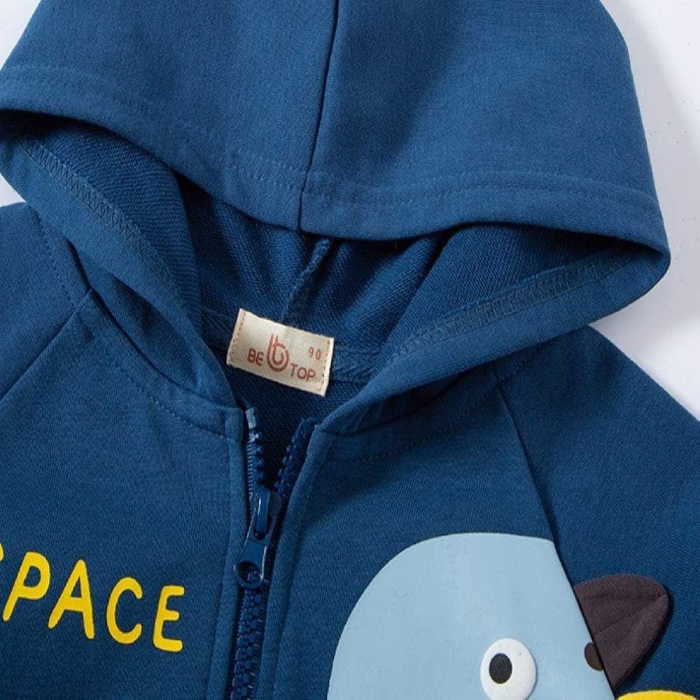 Toddler Boys Full Zip Dinosaur Hoodies Comfortable Sweatshirt