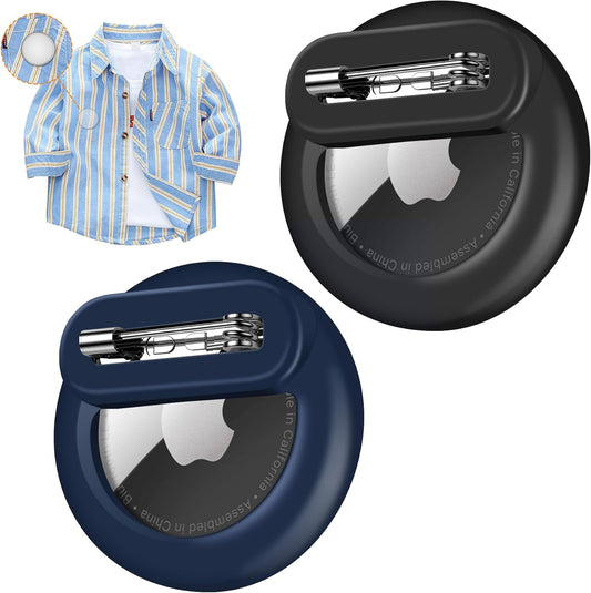 Tracker Holder for AirTag with Pin, Safe Hidden Lightweight GPS Tracker for Kids Compatible with Apple Air Tags for Child, Elderly, Pets Collar, Shoes (Midnight Blue+Black)