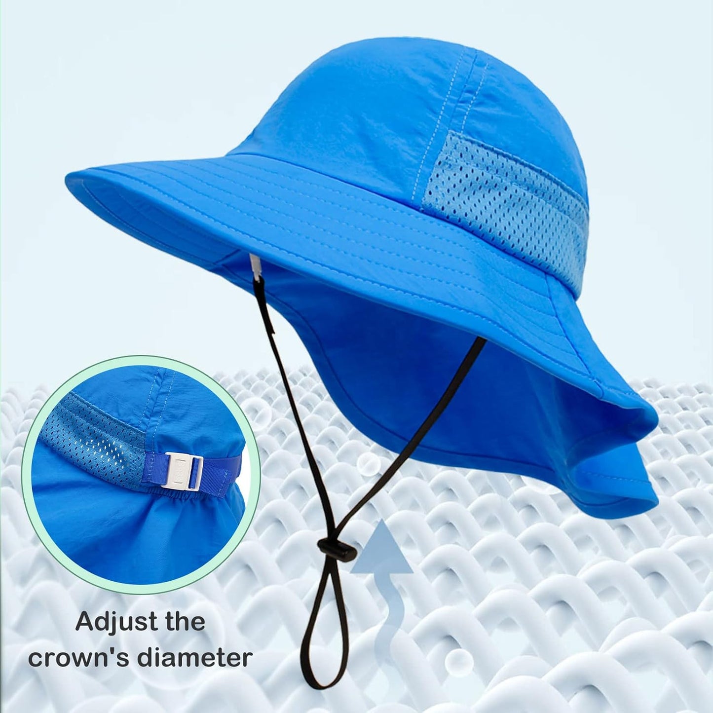 XIAOHAWANG Girls Sun Hat Baby Beach Hats Boys UPF 50+ Kids Summer Protection Cap Toddler Breathable Caps Wide Brim Neck Flap