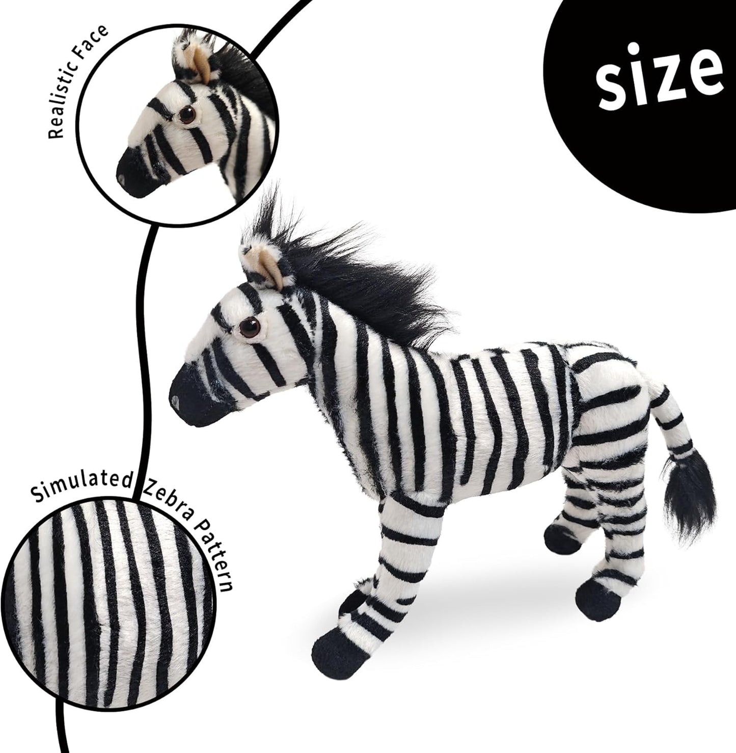 Zebra Stuffed Animal, Zebra Horse Baby Doll Realistic Plush Toy, Animal Stuffed Horse Plush Toy Gift for Girls Boys-10”