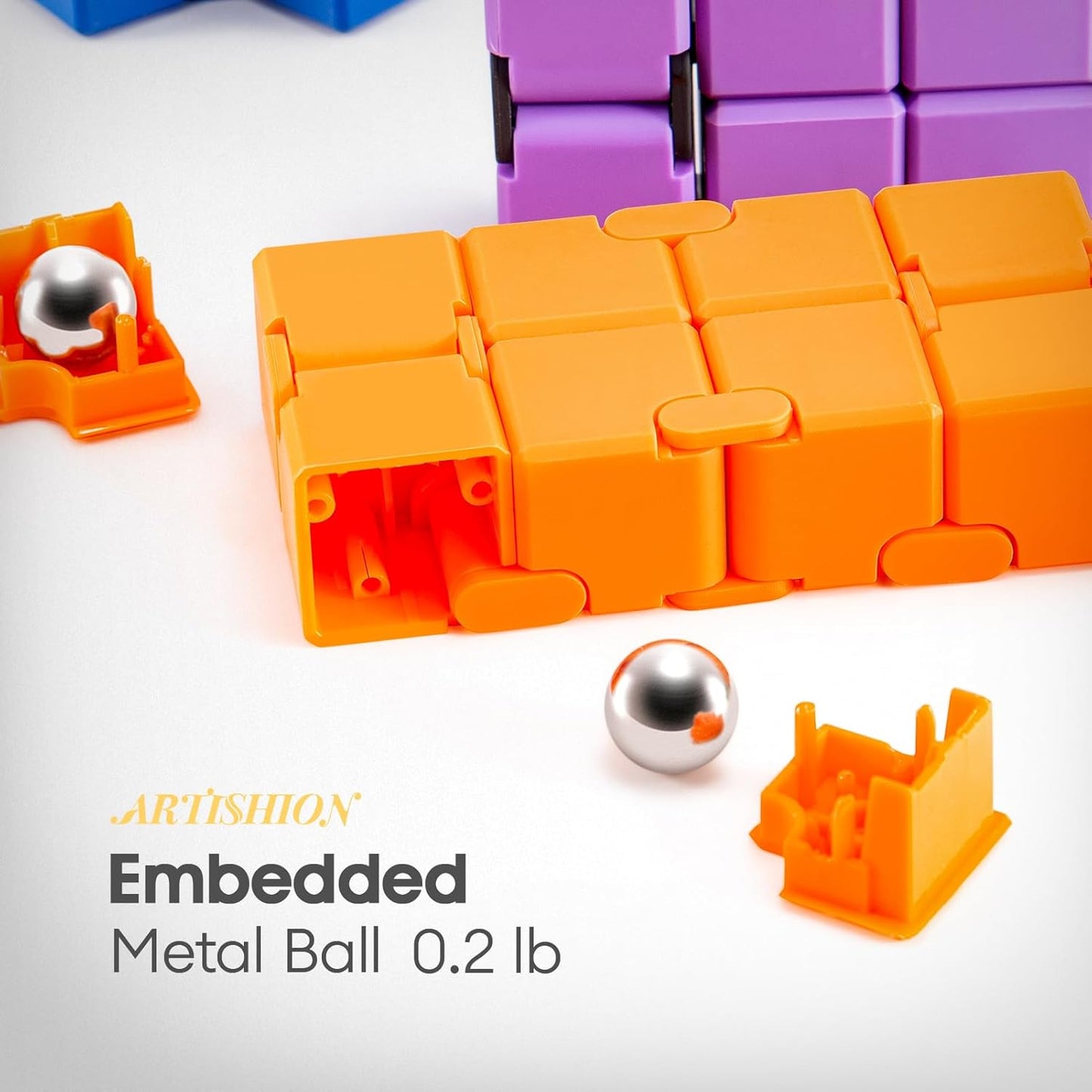 Fidget Cube, Durable Nylon Infinity Desk Toy, Skin-Friendly Handheld Gadget, Mini Stress-Relief Adult Fidget Toy for Anxiety Alleviation（Lightweight/Purple）