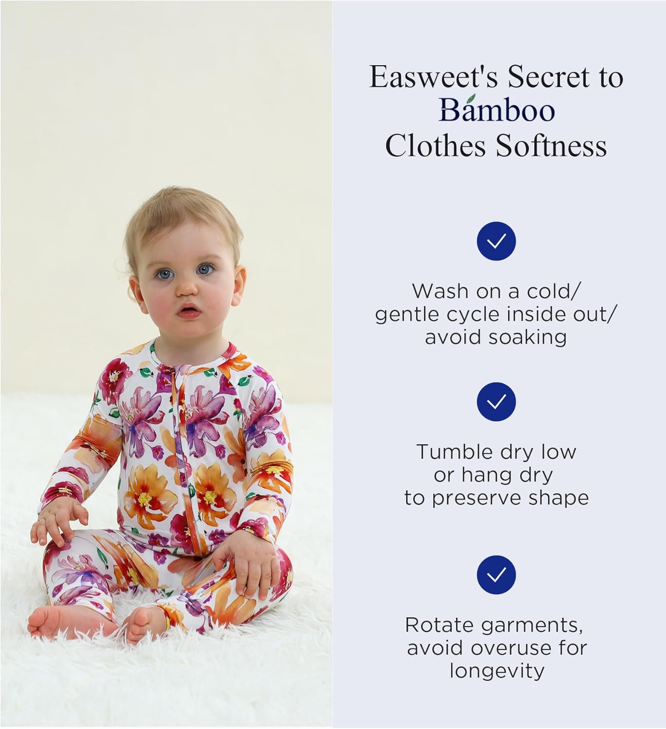 Baby One-Piece Romper Footless Bamboo Viscose Pajamas Sleepers for Baby Boys and Girls