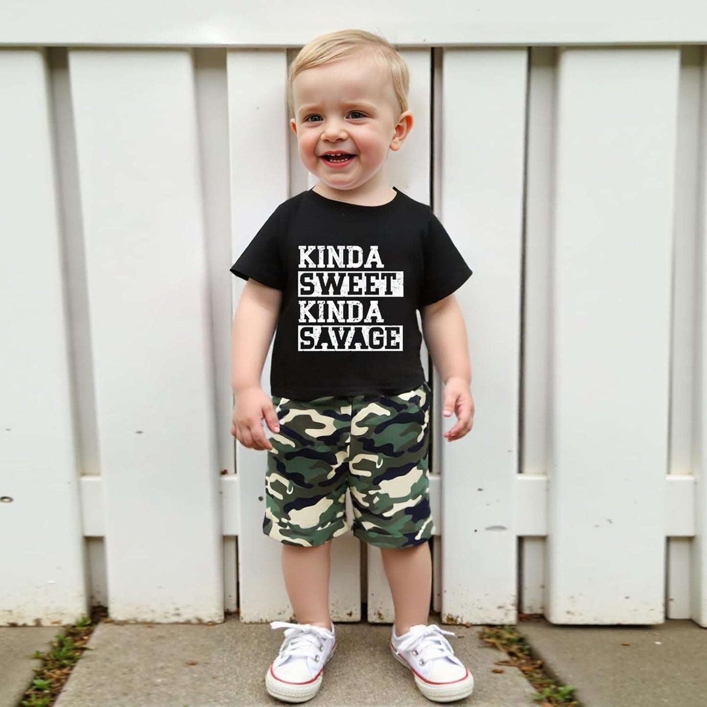 wdehow Toddler Kids Baby Boy Summer Clothes Sets 1T 2T 3T 4T 5T Letter Print Short Sleeve Tops Camouflage Shorts Outfits