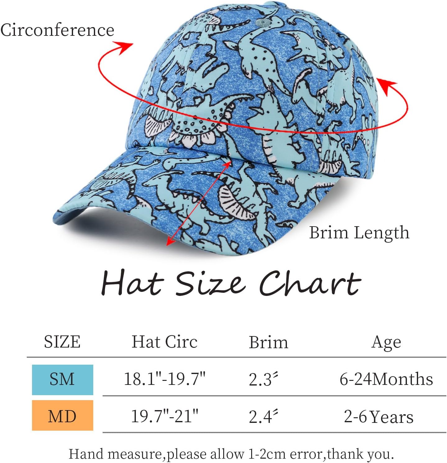 JANGANNSA Dinosaur Boys Girls Caps Embroidery Baby Baseball Caps Cotton Infant Toddler Kids Hat Spring Summer Autumn 2-6Y