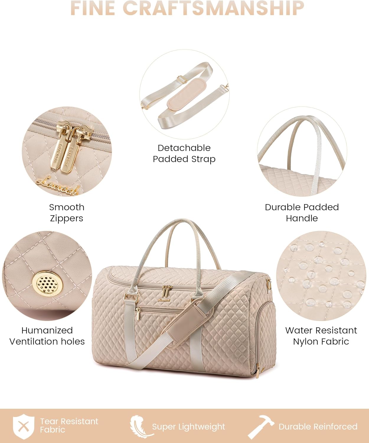 LOVEVOOK Travel Duffle Bag, 40L Weekender Overnight Bag with Toiletry, Quilted Carry On Bags with Shoe Compartment, Gym Duffel with Wet Pocket for Women, Hospital Bags for Labor and Delivery