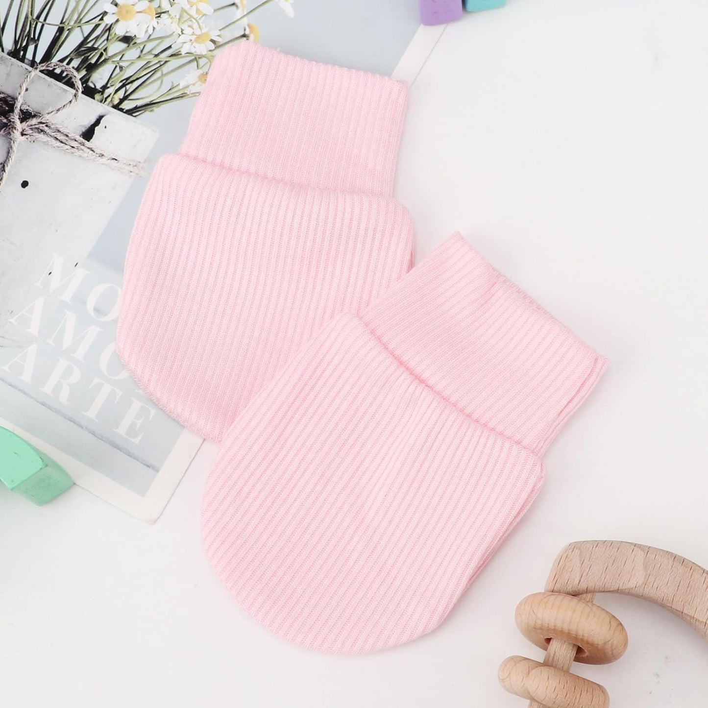 BQUBO 6 Pairs Newborn Baby Boys Girls Mittens 0-6 Months Unisex-Baby Infant Mittens Elastic No Scratch Wrist Gloves