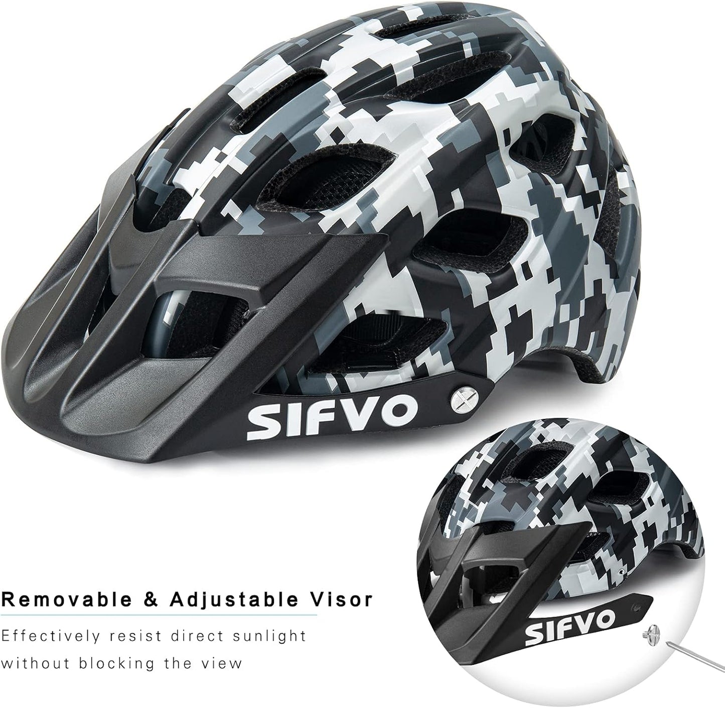 Kids Bike Helmet, SIFVO Kids Helmet 8+ Boys and Girls Bike Helmet with Cool Visor, Bike Helmets for Kids, Youth Bike Helmet Kids Mountain Bike Helmet Lightweight and Sturdy【55-58cm】