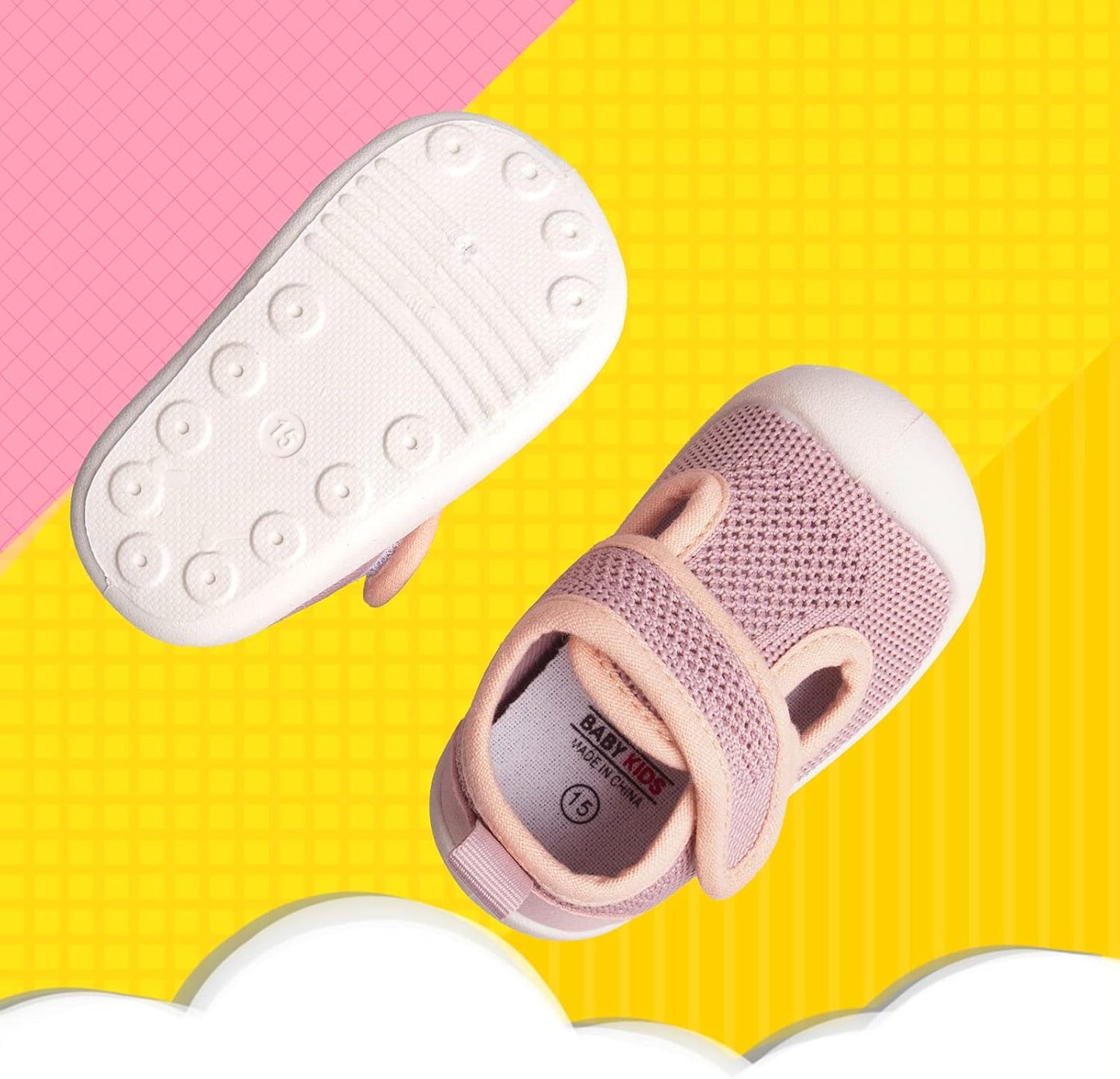 Baby First-Walking Shoes 1-4 Years Kid Shoes Trainers Toddler Infant Boys Girls Soft Sole Non Slip Cotton Canvas Mesh Breathable Lightweight TPR Material Slip-on Sneakers Outdoor