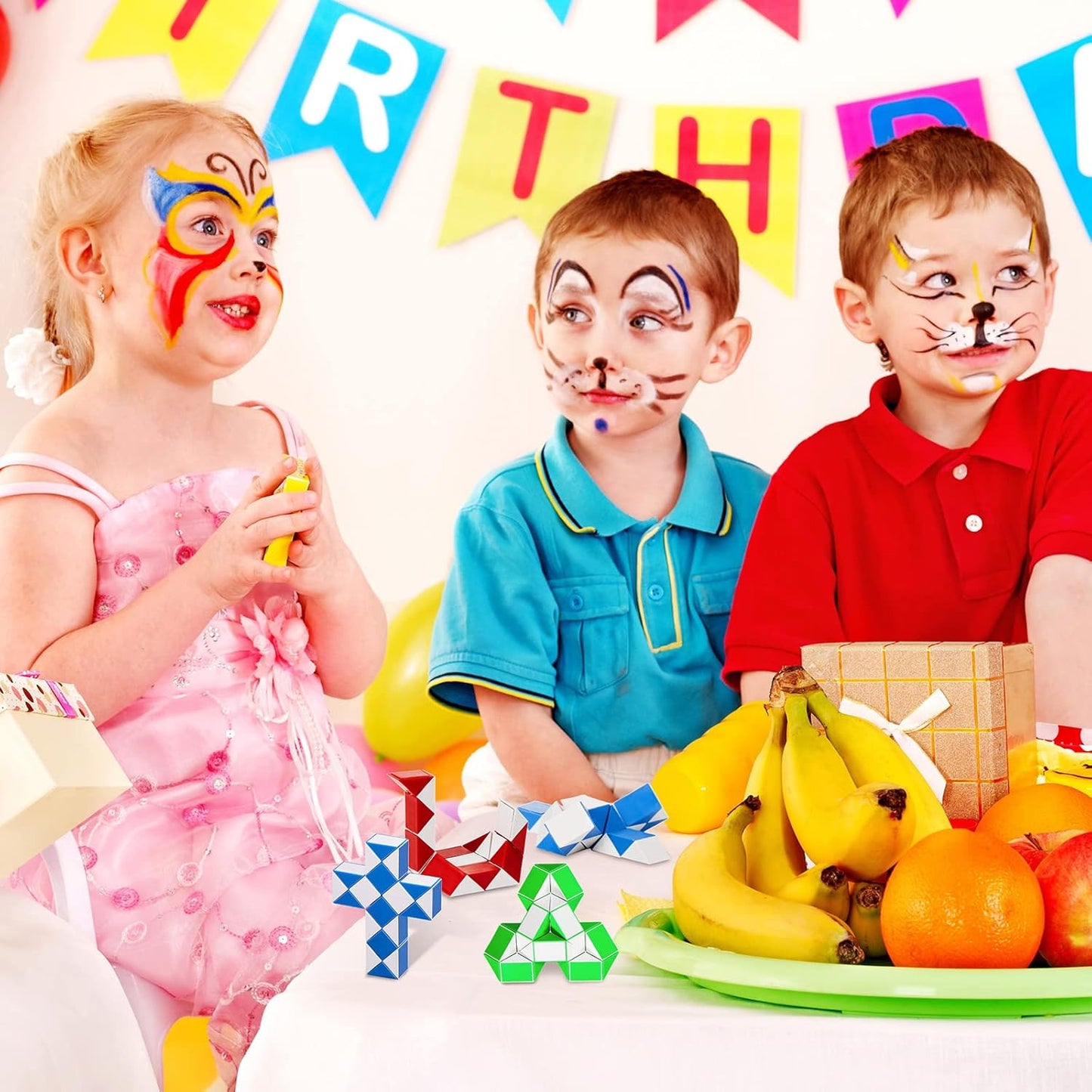 60 Pack Sensory Fidget Snake Cube 24 Blocks Twist Puzzles Toys Mini Snake Fidget Toy for Kids Teens Party Bag Fillers Party Favors