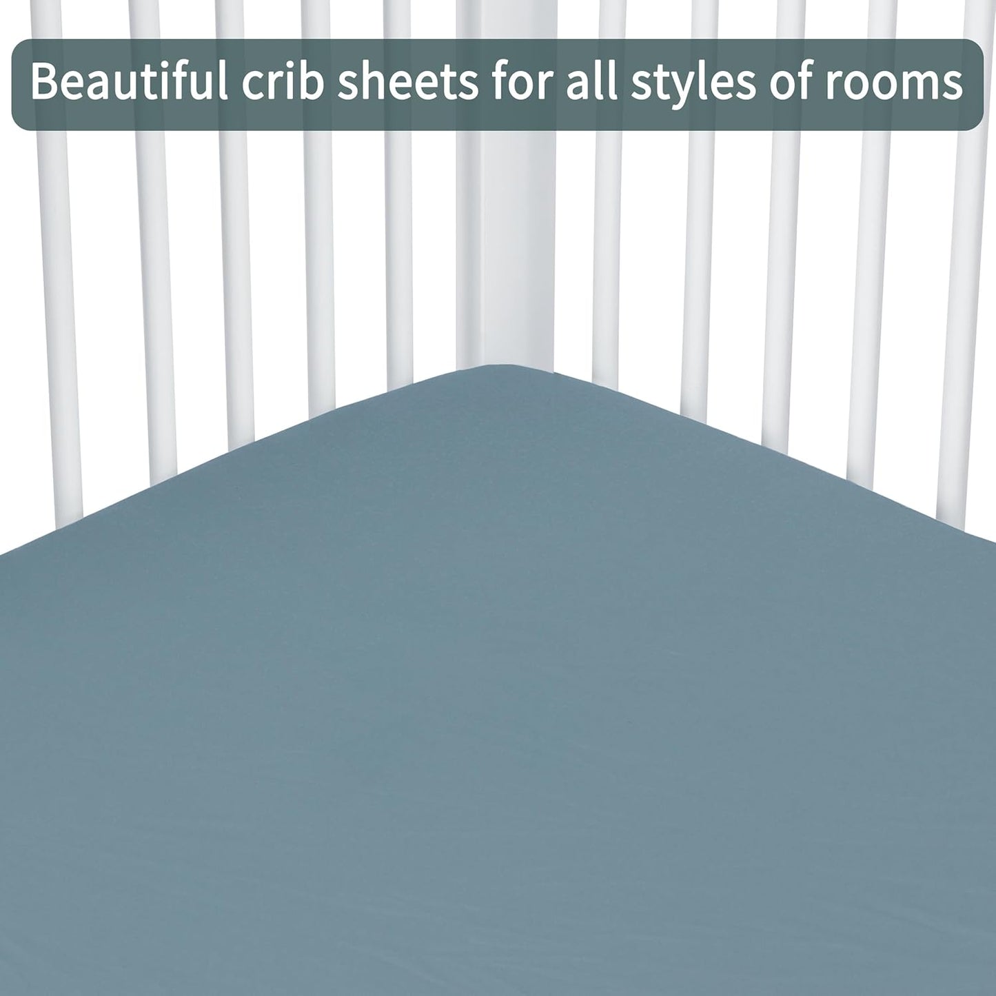Baby Crib Sheets for Boys Girls, 2 Pack Fitted Crib Sheet for Standard Crib and Toddler Mattress, Soft Microfiber Baby Sheet 52x28x8in. (Clouds & Dark Green)