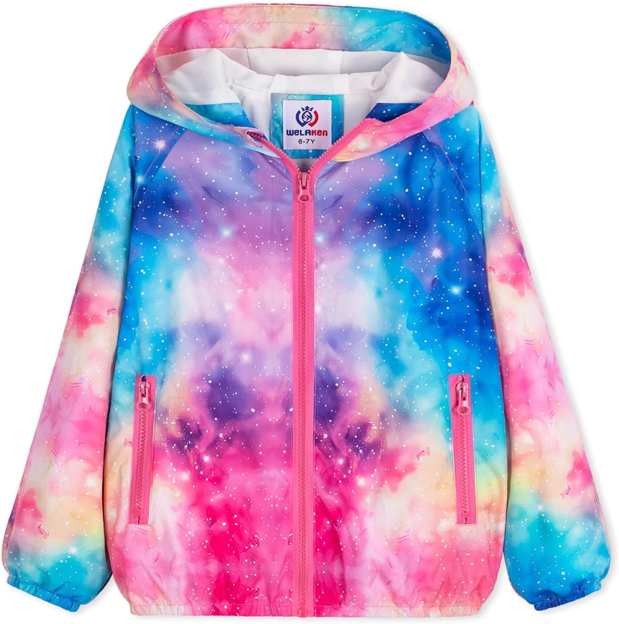 WELAKEN Lightweight Jacket for Girls Kids & Toddler II Girls' Print Water-Resistant Jacket