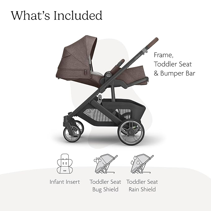 UPPAbaby Cruz V3 Stroller - from Birth + Car Seat Compatible - Full-Size, Reversible Seat - Infant Insert, Bug and Rain Shields Included - Owen (Mocha Mélange/Carbon Frame/Chestnut Leather)