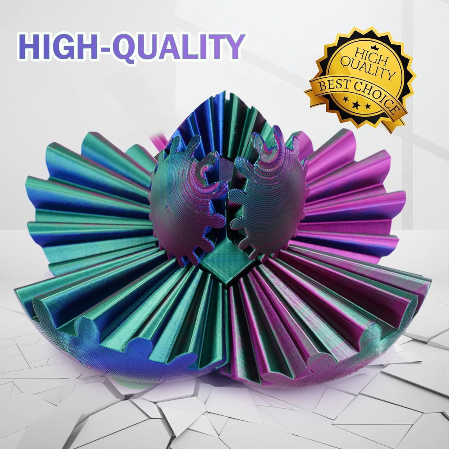 Gear Ball for ADHD 3D Printed Gear Ball Steampunk Whirling Wonder Fidget Toy Gearsphere Gear Ball for Stress and Anxiety Relaxing Fidget Ball Ideal for Sensory Needs and Autism (Laser Red Green Blue)