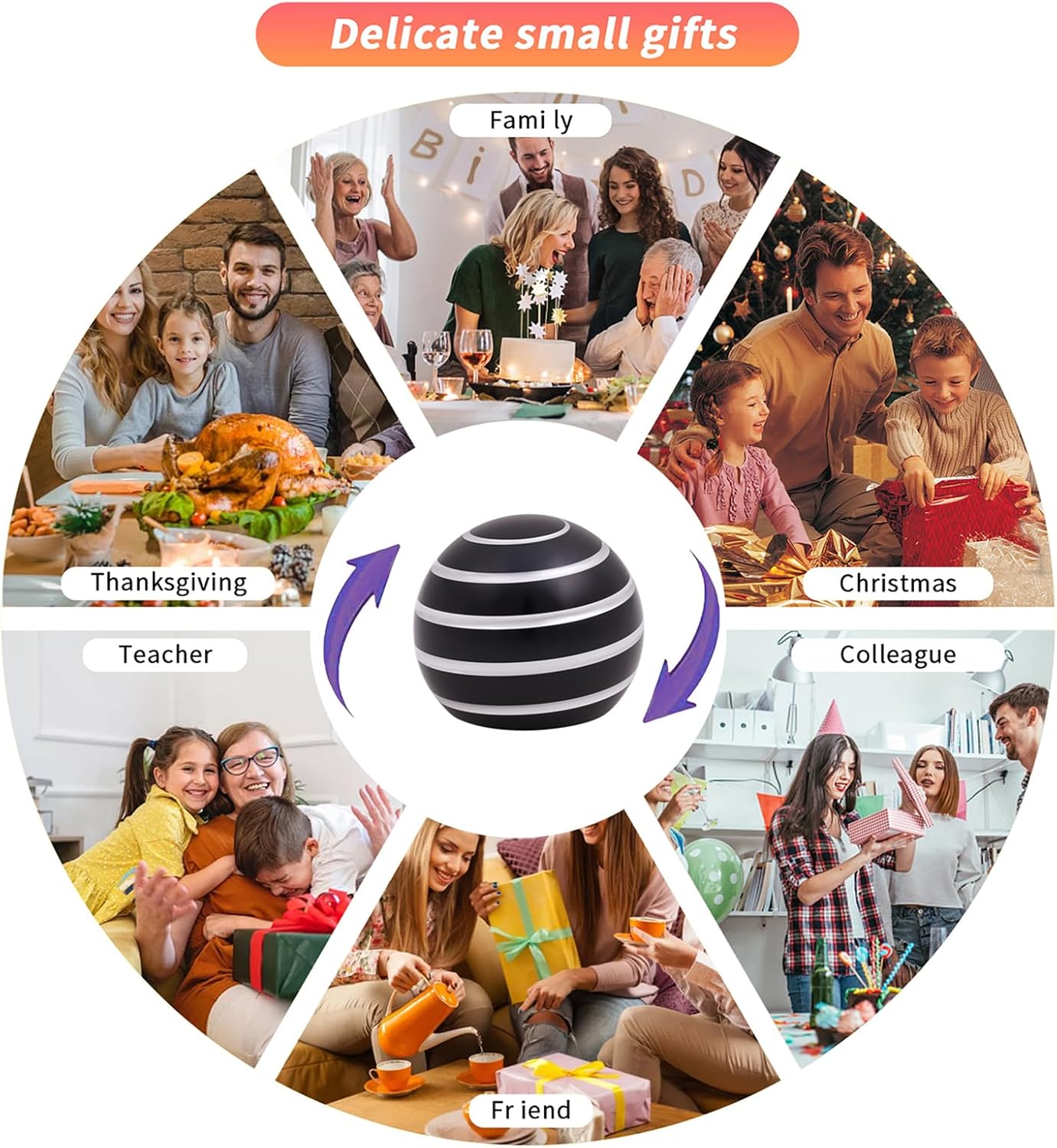 Desk-Toys for Fidget Kinetic-Cool-Gadgets: Cool-Stuff for Kid Children Teen Adult, Optical-Illusion Toy for Office School Home Women Men Christmas Stress-Relief-Gifts 180 Seconds Spinning