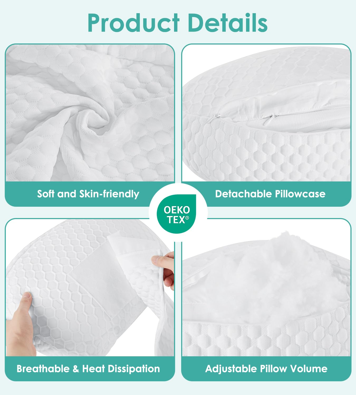 Pregnancy Pillow Cooling for Sleeping, Detachable and Adjustable Double-Sided Support Maternity Pillow Skin-Friendly for Pregnant Women Back, HIPS, Legs(30°Slope Design Verified by Expectant Mothers)