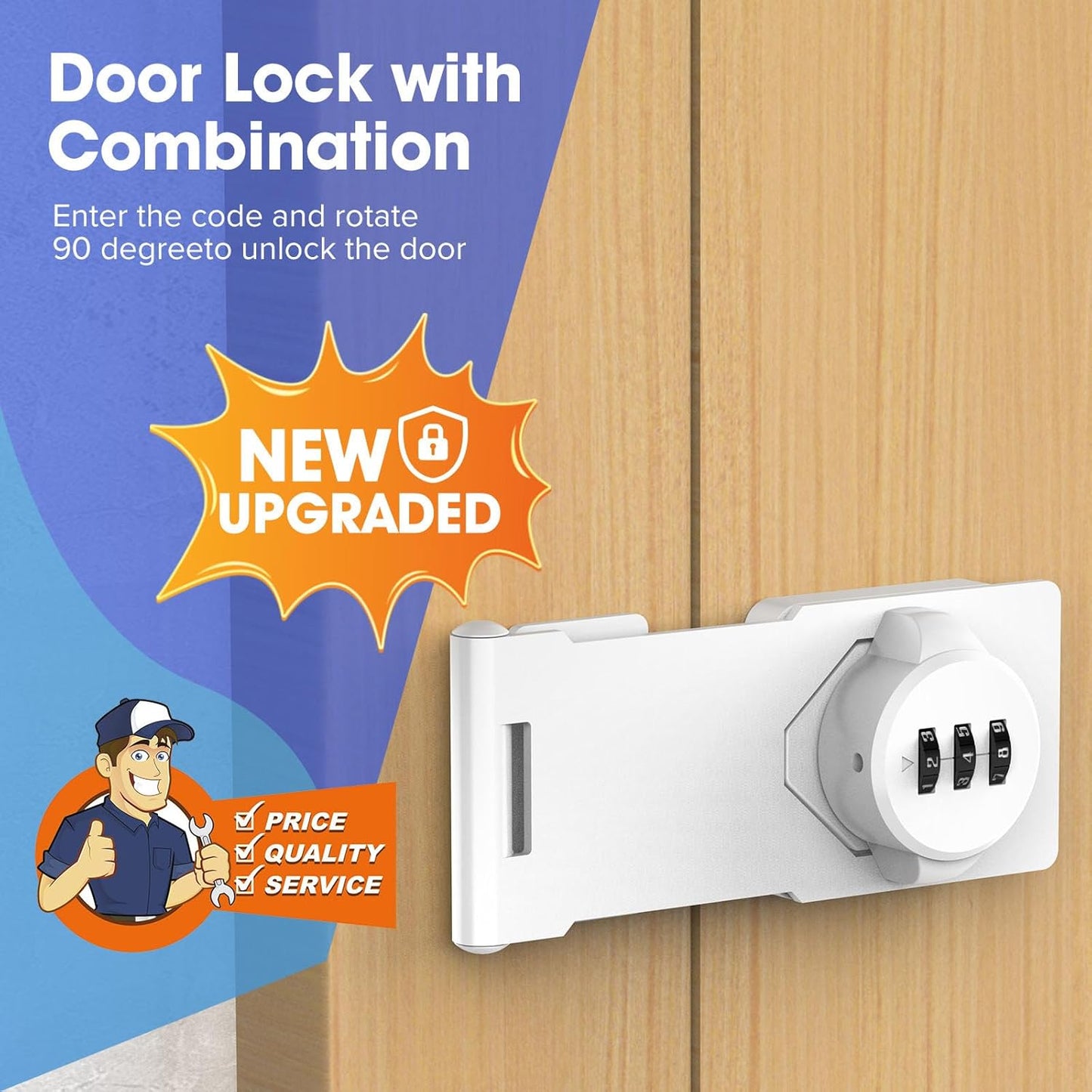 Mechanical Password Rotary Hasp Locks, Cabinet Locks with Combination, Door Security Gate Locks for Small Doors, Cabinets, Barn Door, Bathroom, Outdoor, Closet, Fence (2 Packs White)