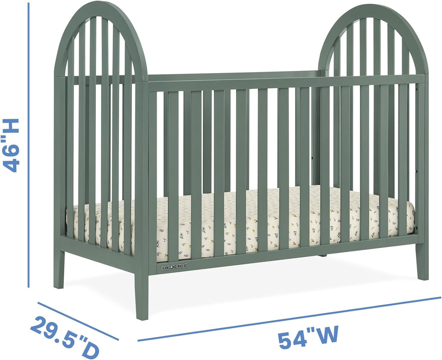 Delta Children Milano 4-in-1 Convertible Crib - Greenguard Gold Certified, Grassy Glen