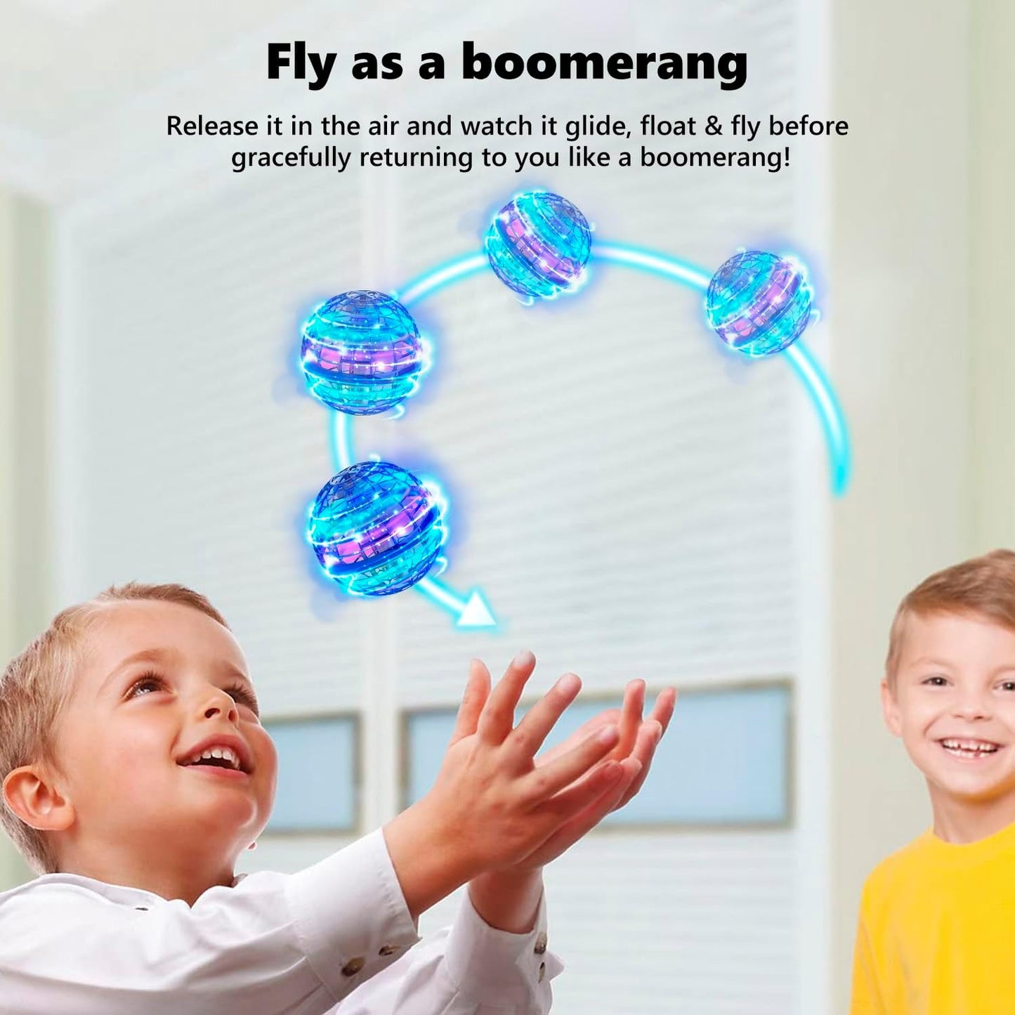 Flying Orb Ball 2024 Toys Soaring Hover Boomerang Galactic Fidget Cool Magic Hand Controlled Mini Drone Cosmic Globe Spinner Safe for 6 7 8 9 10+ Year Old Kids Outdoor Toys