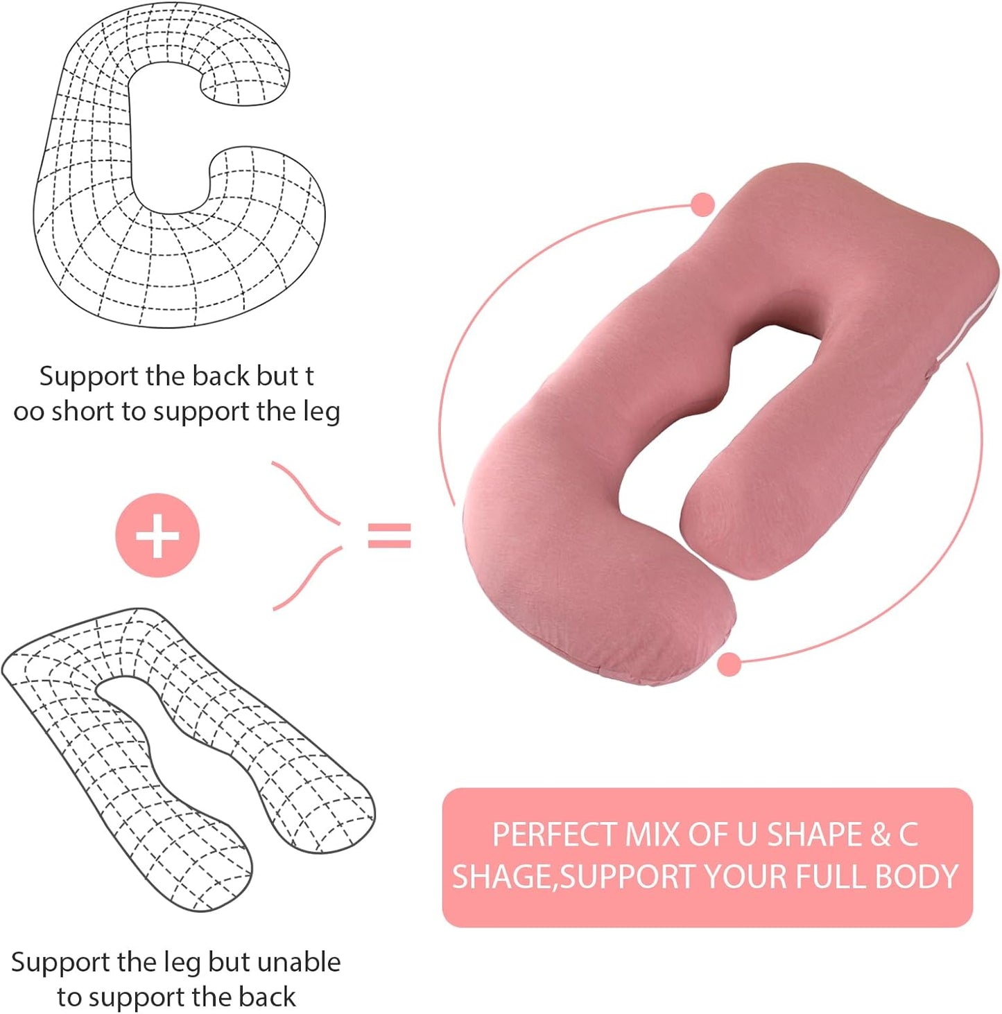 BATTOP Pregnancy Pillow for Sleeping,Maternity Pillow with Cooling Removable Cover,Support for Back,Legs,Belly,HIPS for Pregnant Women,Body Pillows for Adults,Pregnancy Must Haves