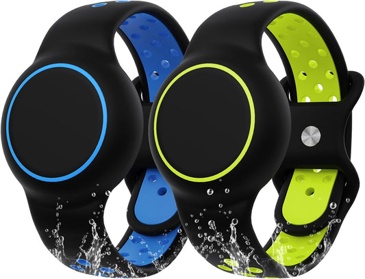 Waterproof Bracelet Compatible with AirTag for Kids (2 Pack), Protective Case GPS Tracker Holder for Child with Full Coverage Hidden Design, Soft Silicone Anti-Lost Wristband Cover for Toddler BBBY