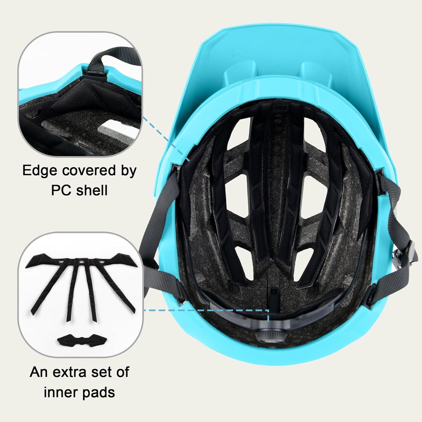 Bike Helmet for Adult & Youth, Lightweight MTB Helmet with Adjustable Visor for Mountain/Road Cycling, 2 Sizes for Men Women Boys Girls