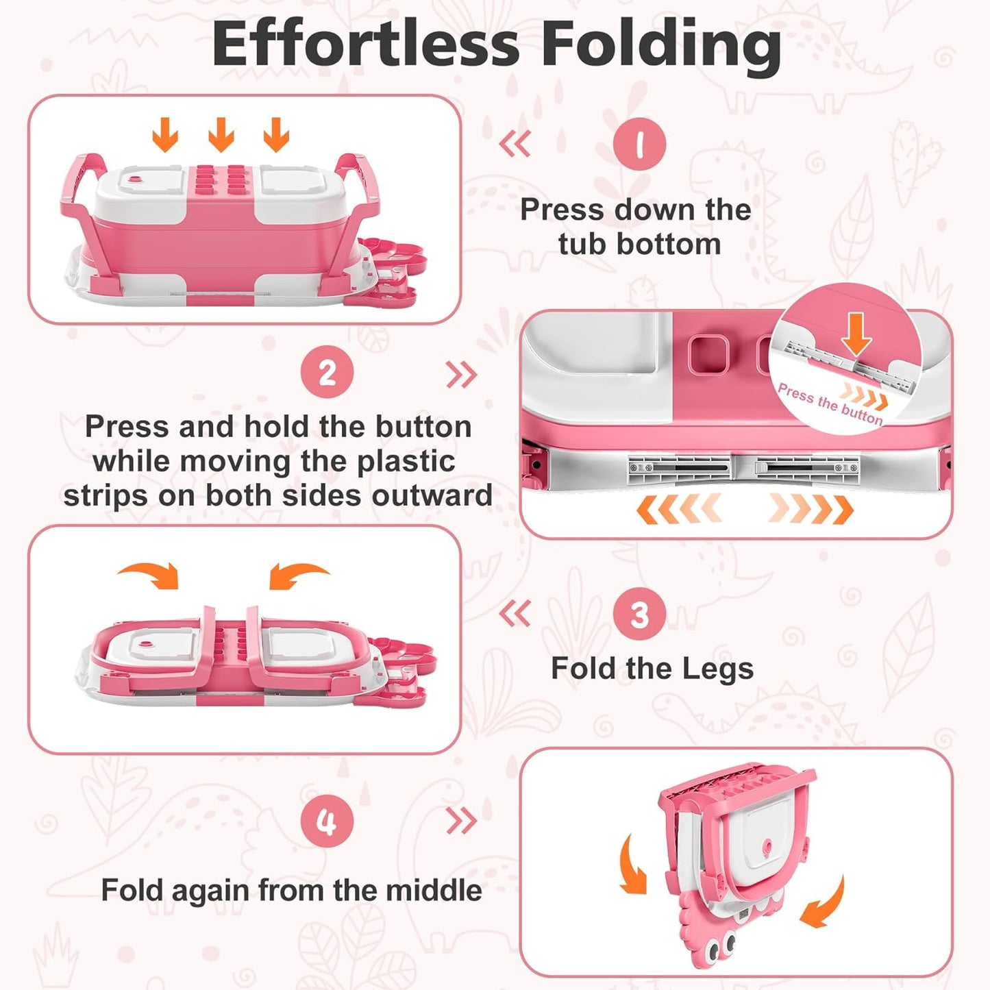 MoreFeel Collapsible Baby Bathtub for Newborn with Thermometer & 1 Hooded Towel & 1 Soft Floating Cushion,Portable Travel Bathtub with Drain Hole, Durable Foldable Baby Tubs for Infants to Toddler