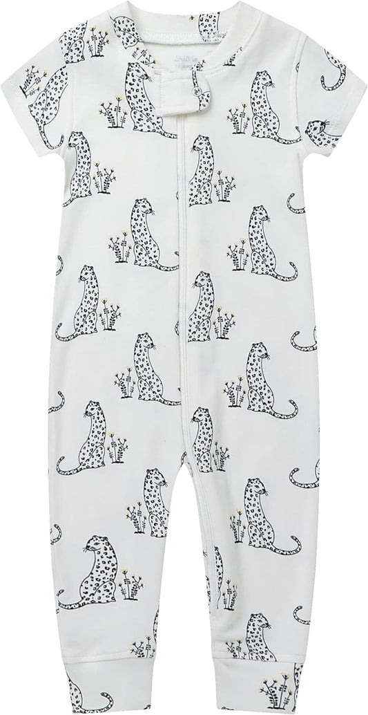 Owlivia Baby Boy Romper, Unisex Short-sleeve Summer Outfit, 100% Organic Cotton Girl One-Piece Jumpsuit