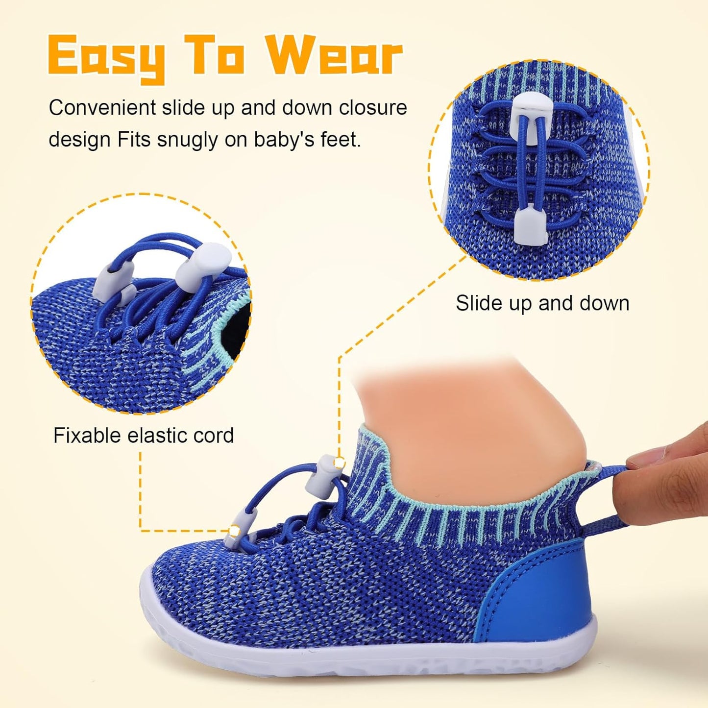 FEETCITY Baby Shoes Boys Girls First Walking Shoes Lightweight Infant Sneakers Slip On Shoe