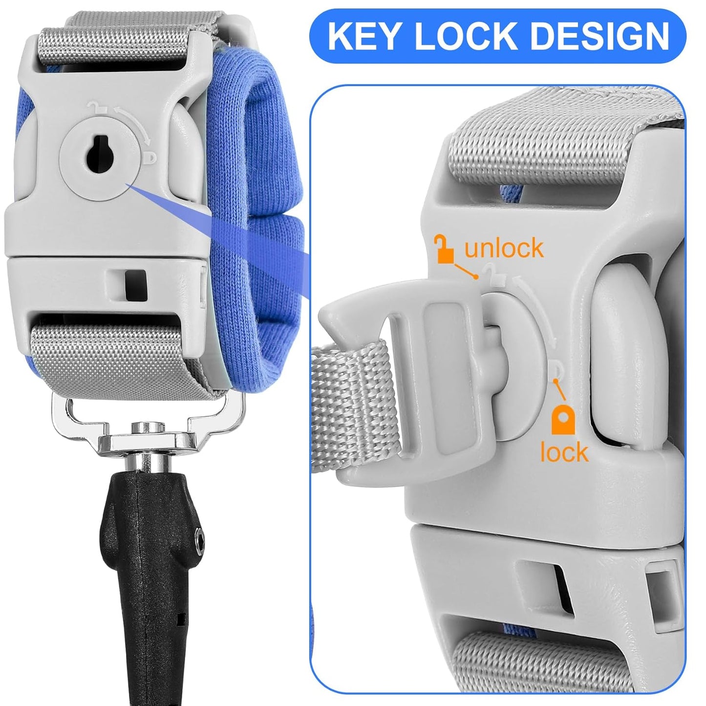 Blisstime Toddler Leash, 2 Pack Kid Leash Anti Lost Wrist Link with Key Lock Baby Leash Harness for Toddler (Blue+Pink)