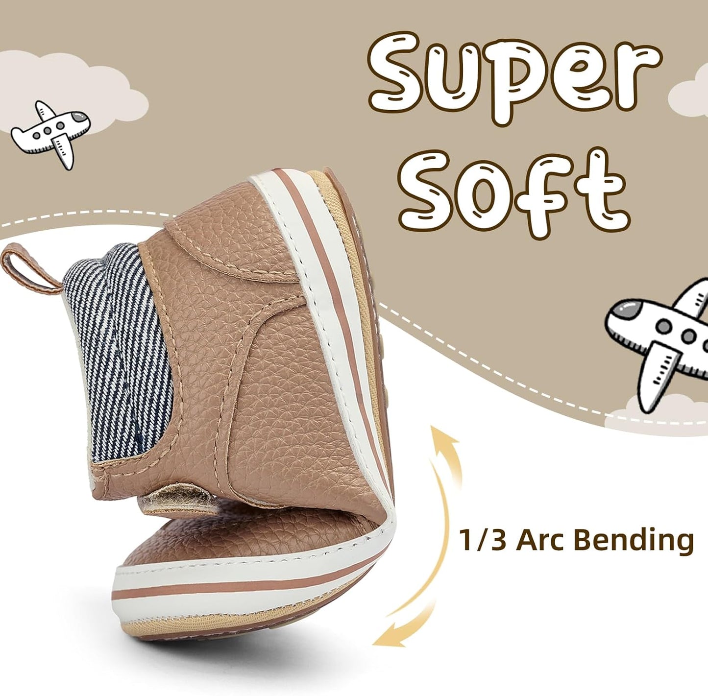 Baby Boys Girls Non-Slip Rubber Sole High-Top PU Leather Infant Sneakers Toddler Crib First Walker Shoes