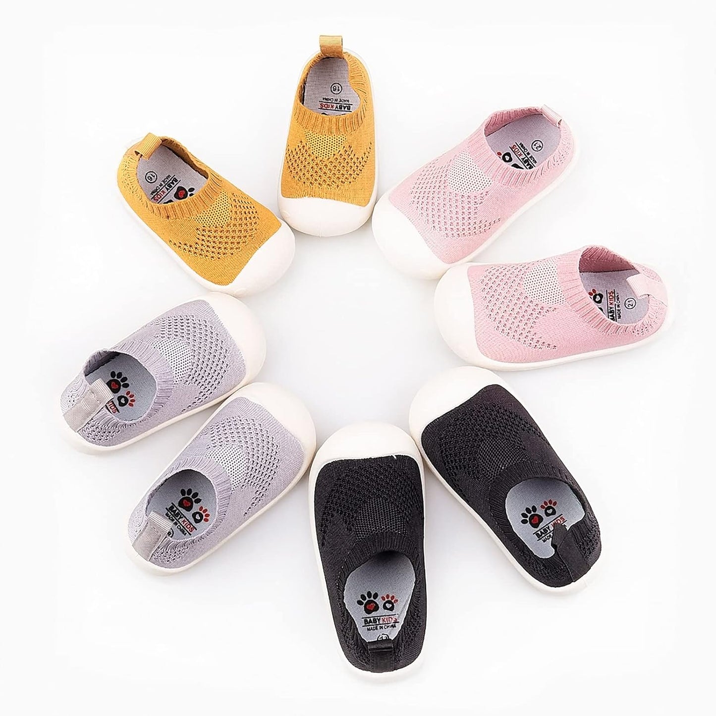 Baby First-Walking Shoes 1-4 Years Kid Shoes Trainers Toddler Infant Boys Girls Soft Sole Non Slip Cotton Canvas Mesh Breathable Lightweight TPR Material Slip-on Sneakers Outdoor