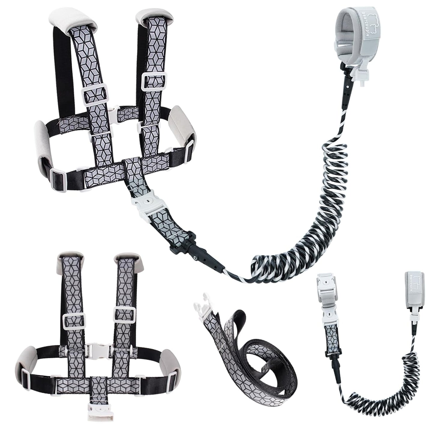 Toddler Leashes + Anti Lost Wrist Link for Kids, 4 in 1 Kid Harness Backpack Leash for Girls Boys, Reflective Kids Anti Lost Leash Cute Baby Harness Belt Strap Foldable Child Safety Leash for Park Zoo