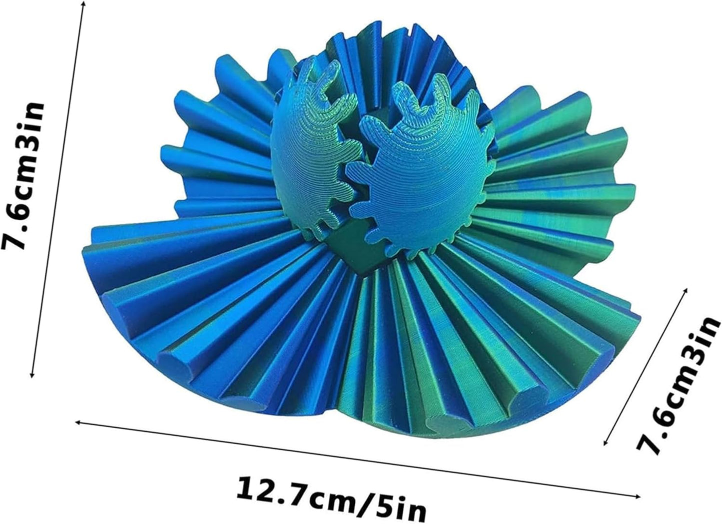 Gear Ball for ADHD 3D Printed Gear Ball Spin Ball Fidget Toy - Gearsphere Gear Ball for Stress and Anxiety Relaxing Fidget Ball - Ideal for Sensory Needs and Autism (Blue Green)