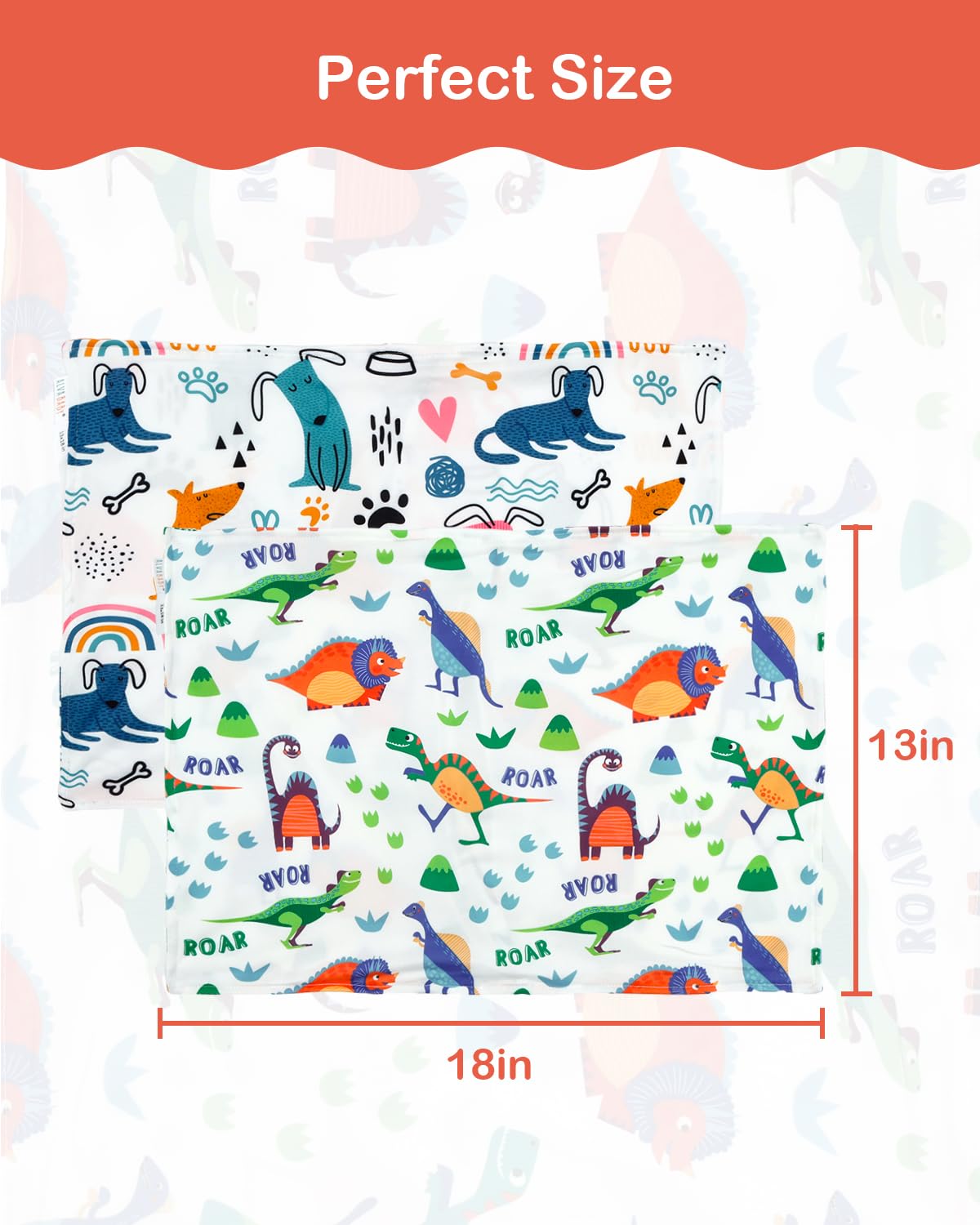 ALVABABY Toddler Pillowcases Stretchy Soft Kids Pillow Cover 2 Pack Fit 13"x 18" or 12"x16" Envelope for Girl Boy Sleepy Travel 2TPE32A