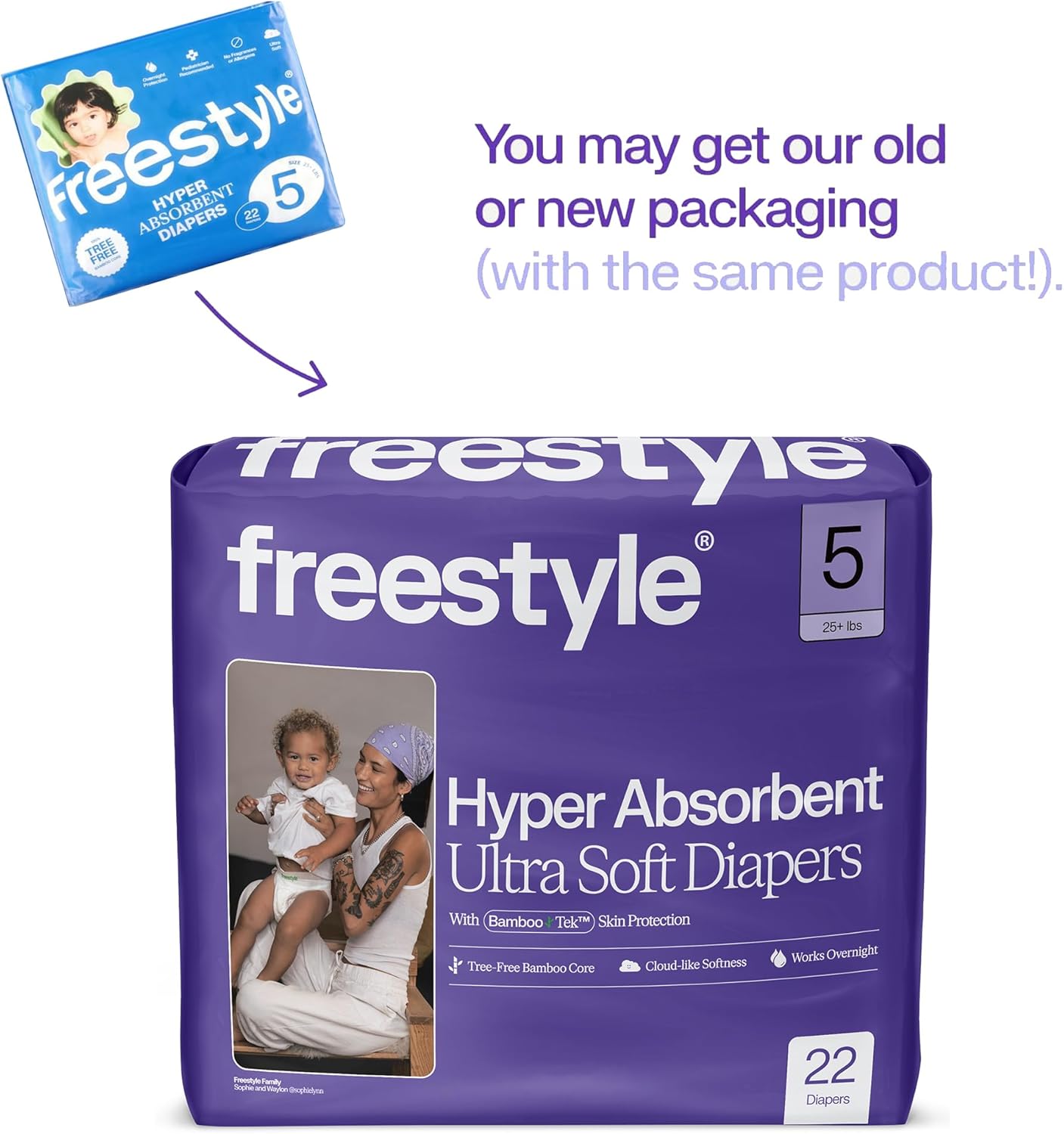 Freestyle Diaper – (Size 5) Hyper Absorbent & Non-Toxic – Disposable Diaper for Sensitive Skin – Ultra Soft Diapers (25+ lbs) – 132 Count