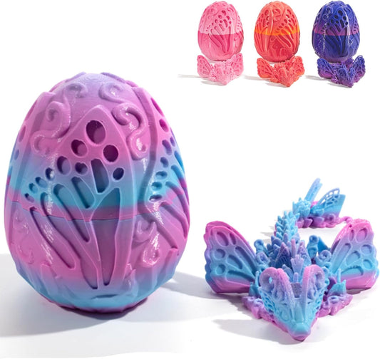 3D Printed Dragon Egg with Dragon Inside, Fully Articulated Butterfly Dragon in Egg, Dragon Fidget Toy, Home/Office/Desktop Décor, Easter Basket Stuffers, Gift for her (Dreams)