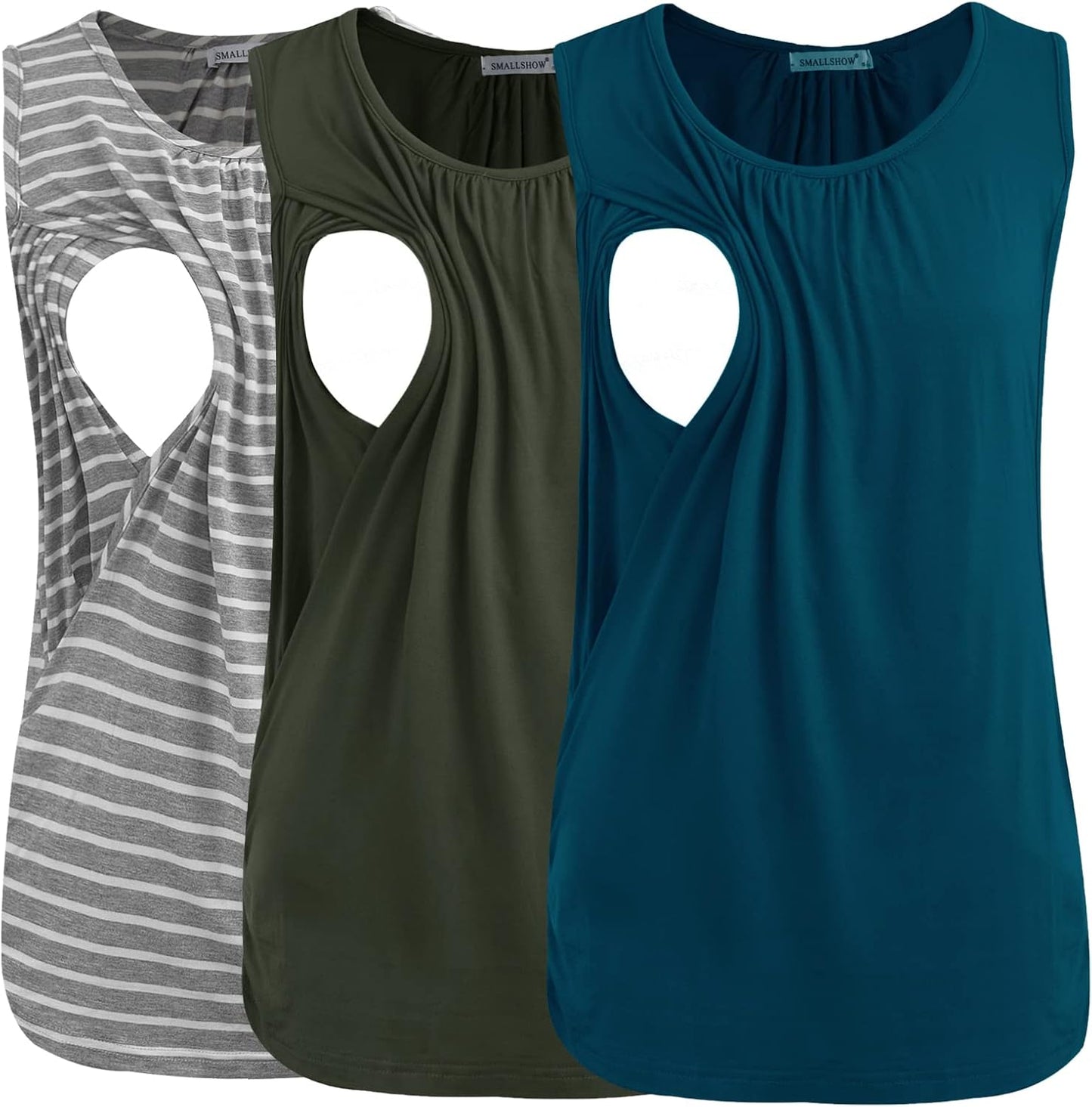 Smallshow Women's Maternity Nursing Tank Tops Breastfeeding Clothes 3-Pack