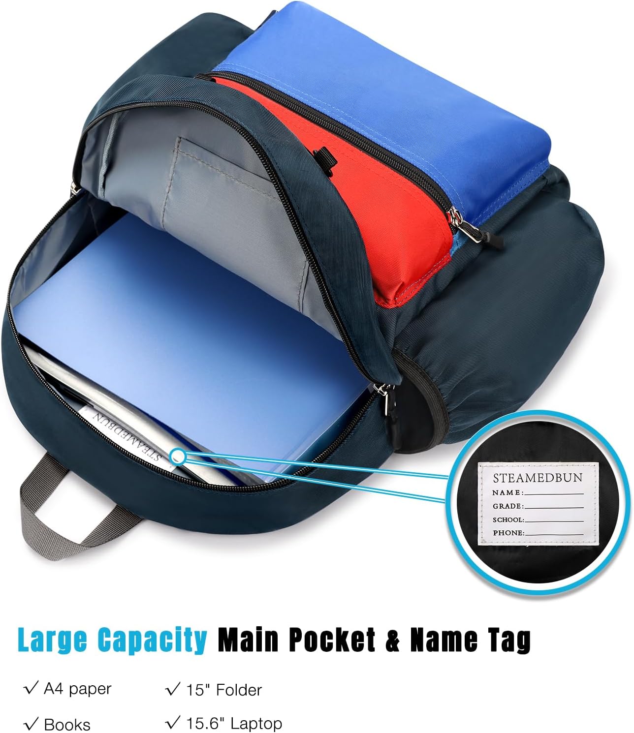 STEAMEDBUN Kids Backpack for Boys 4-6: Boys Backpacks for Elementary - 15 inch Backpack for Kindergarten