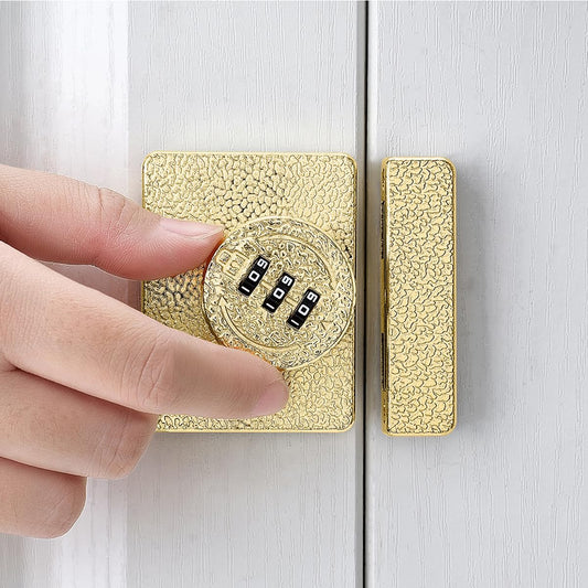 Gold Cabinet Lock,3 Digit Password Keyless,Anti Pry Mechanical Password Lock,Protect Privacy,for Drawer,Cabinets,Locker, Closet,Windows,Sliding Door,Bathroom,and Garden