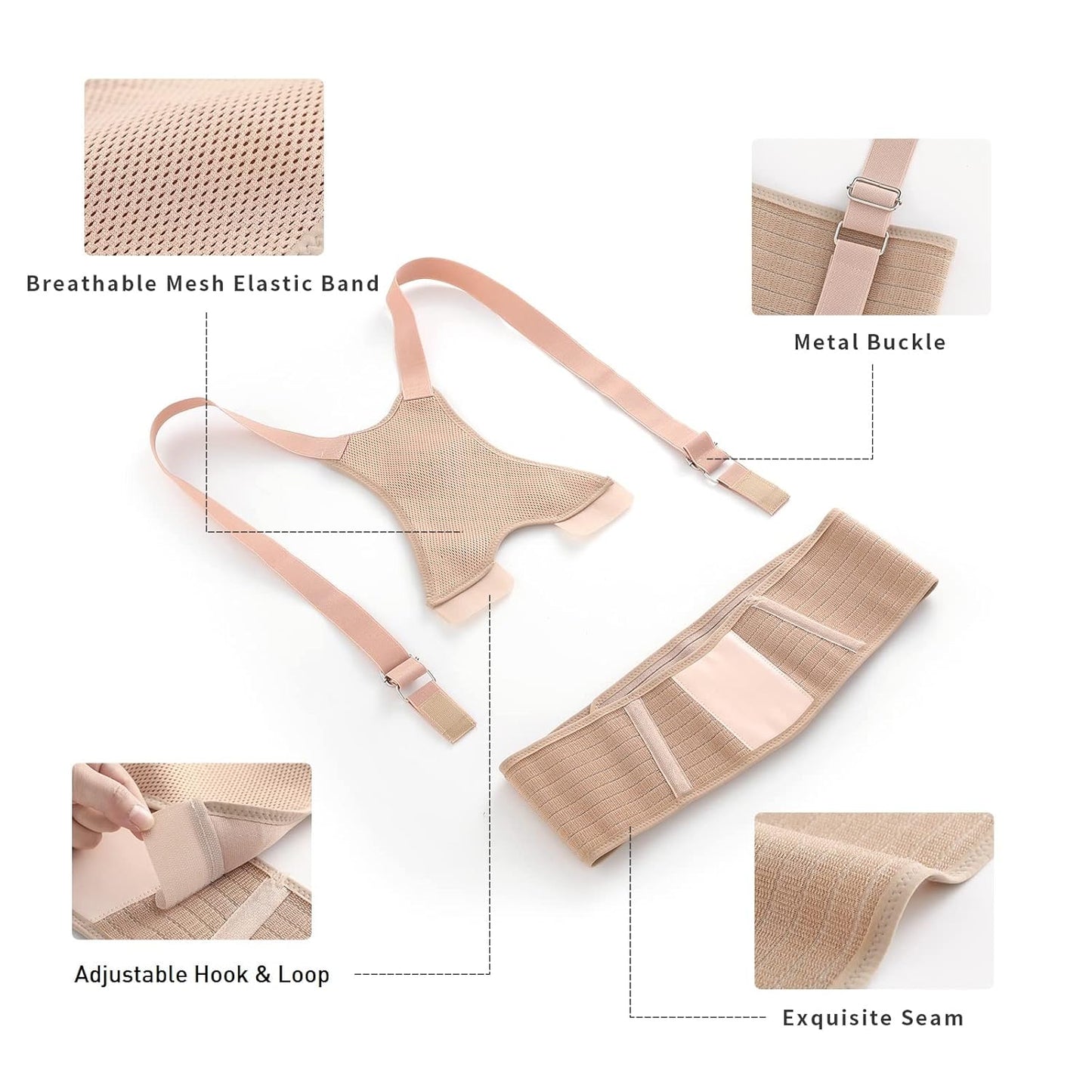 Reidio Maternity Belt Belly Bands for Pregnant Women Pregnancy Belly Support Band Relieve Back & Waist & Pelvic Pain Adjustable Size with Back Brace Straps