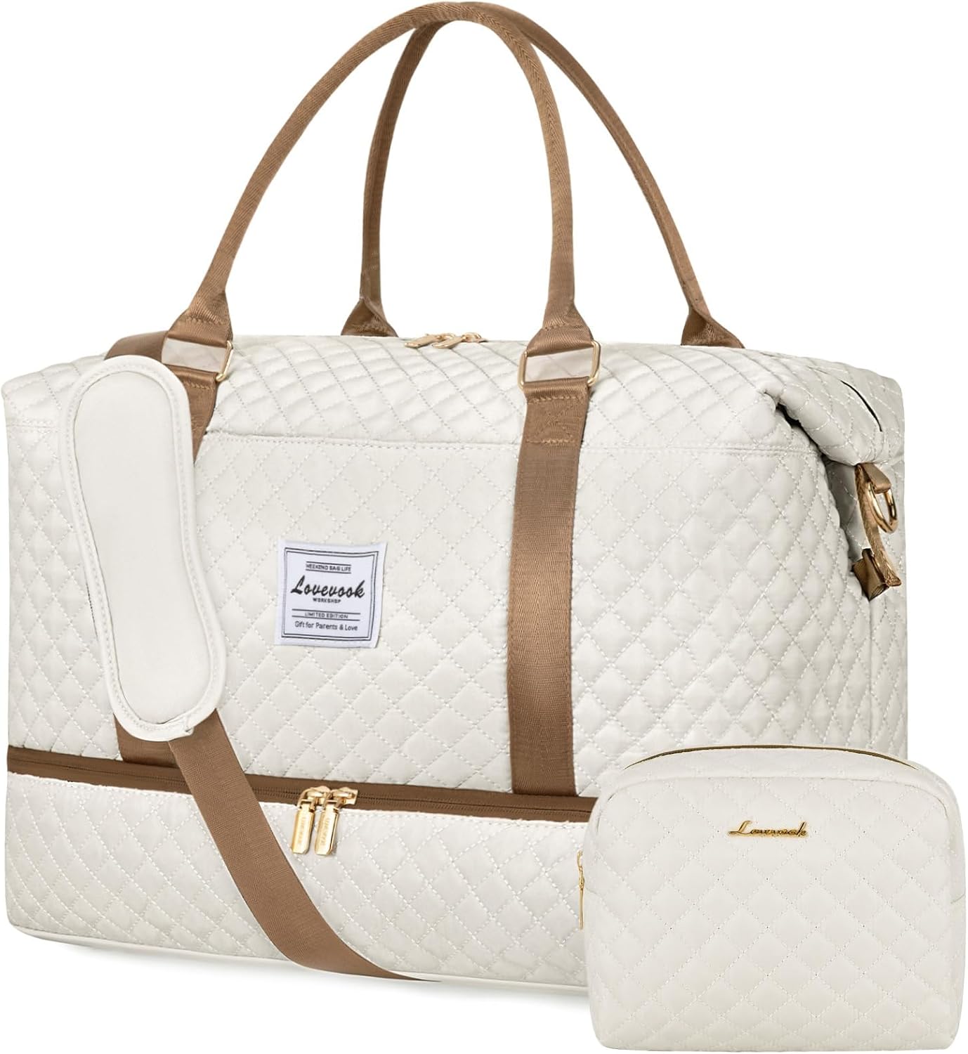 LOVEVOOK Travel Duffle Bag,Weekender Bags for Women with Shoe Compartment，Carry on Overnight Bag with Toiletry Bag,Gym Duffel Bag with Wet Pocket, Hospital Bags for Labor and Delivery
