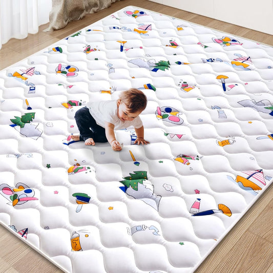 Vibe bear Baby Play Mat 79" X 63", Premium Thicker Foam One-Piece Crawling Mat, Extra Large Anti- Slip Crawling Mat Activity Playmats for Babies,Toddlers, Infants, Play & Tummy Time
