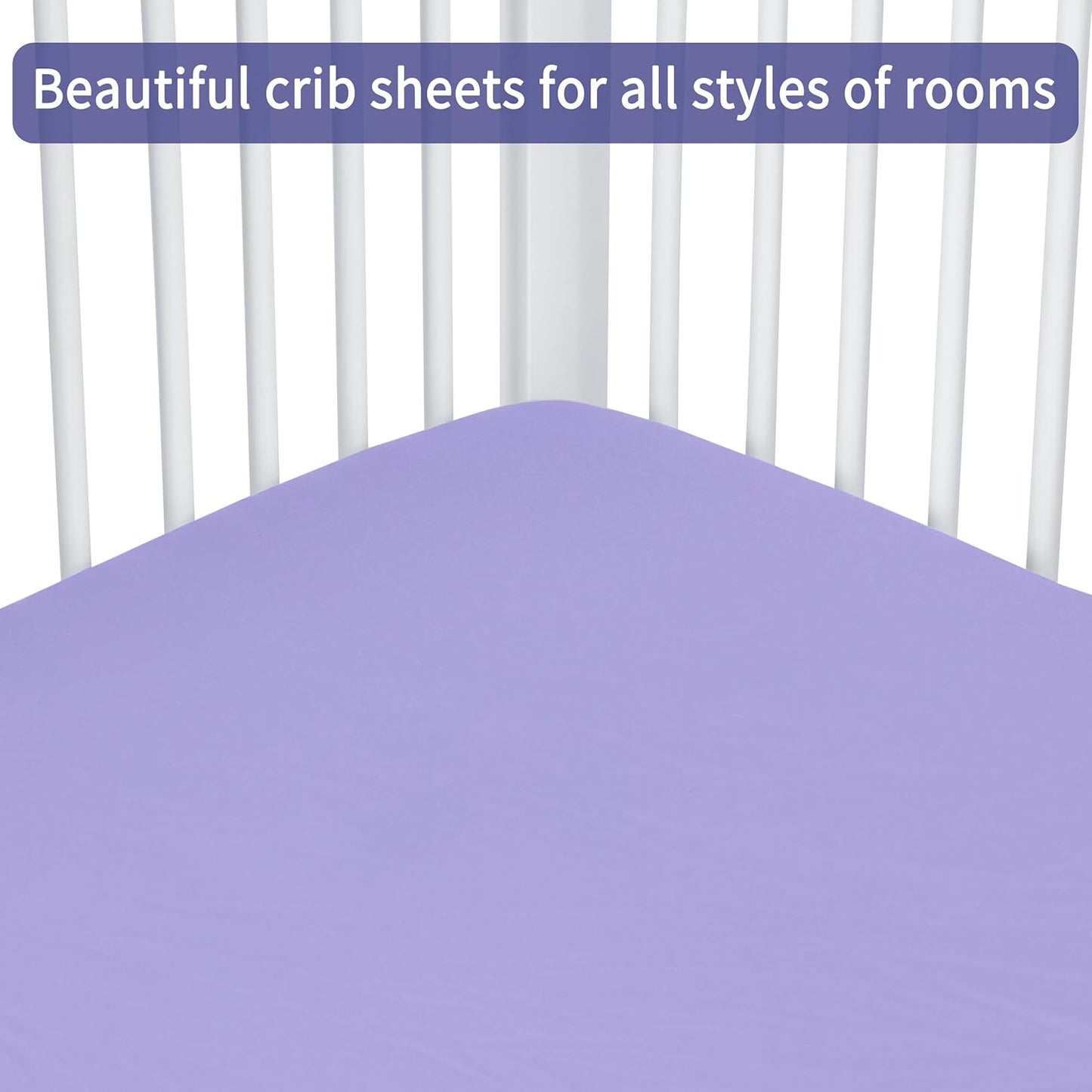 Baby Crib Sheets for Boys Girls, 2 Pack Fitted Crib Sheet for Standard Crib and Toddler Mattress, Soft Microfiber Baby Sheet 52x28x8in. (Purple & Pink)