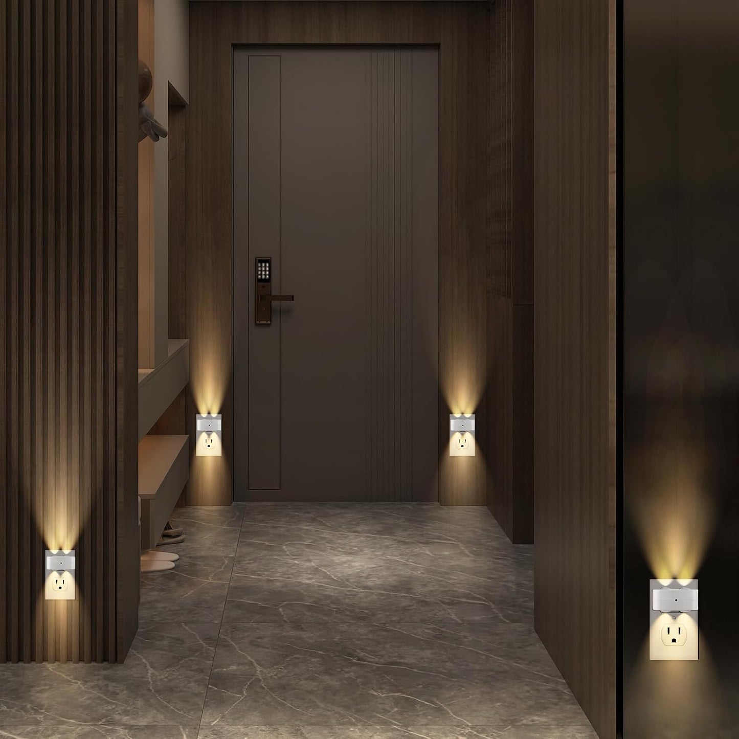 Night Light Plug into Wall, 4 Pack LED Night Lights,Rotatable Plug Night Lights,Dusk to Dawn Light Sensor,Nightlights for Hallway Bedroom Stairway,2700K(Non-Dimmable)