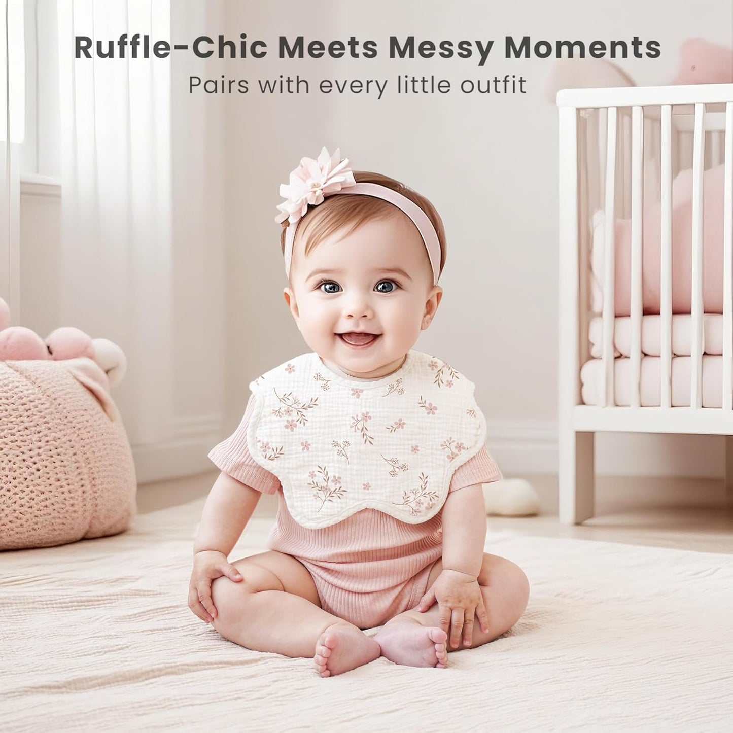 Konssy Muslin Baby Bibs 8 Pack, 100% Cotton Absorbent Bandana Drool Bibs for Teething and Drooling for Unisex Boys and Girls