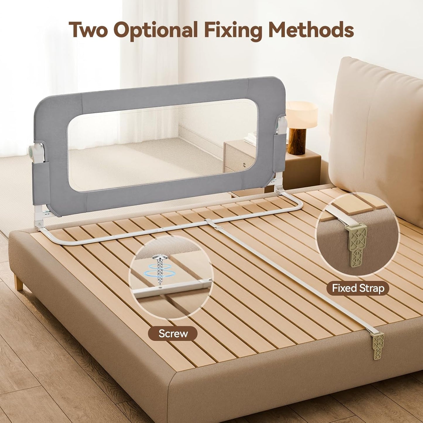 Reinforced Bed Rail for Toddlers – 59’’ Extra Long Safety Guard with Thickened Material, Adjustable & Folding Bed Rails for Twin, Full, Queen, King Beds