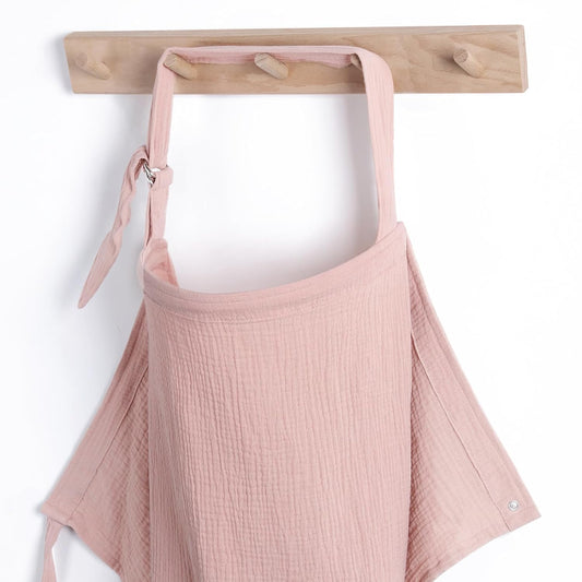 Blissful Diary Muslin Nursing Cover for Breastfeeding, Breathable Breastfeeding Cover up with Arch Neckline for Women, Nursing Apron(Pink)