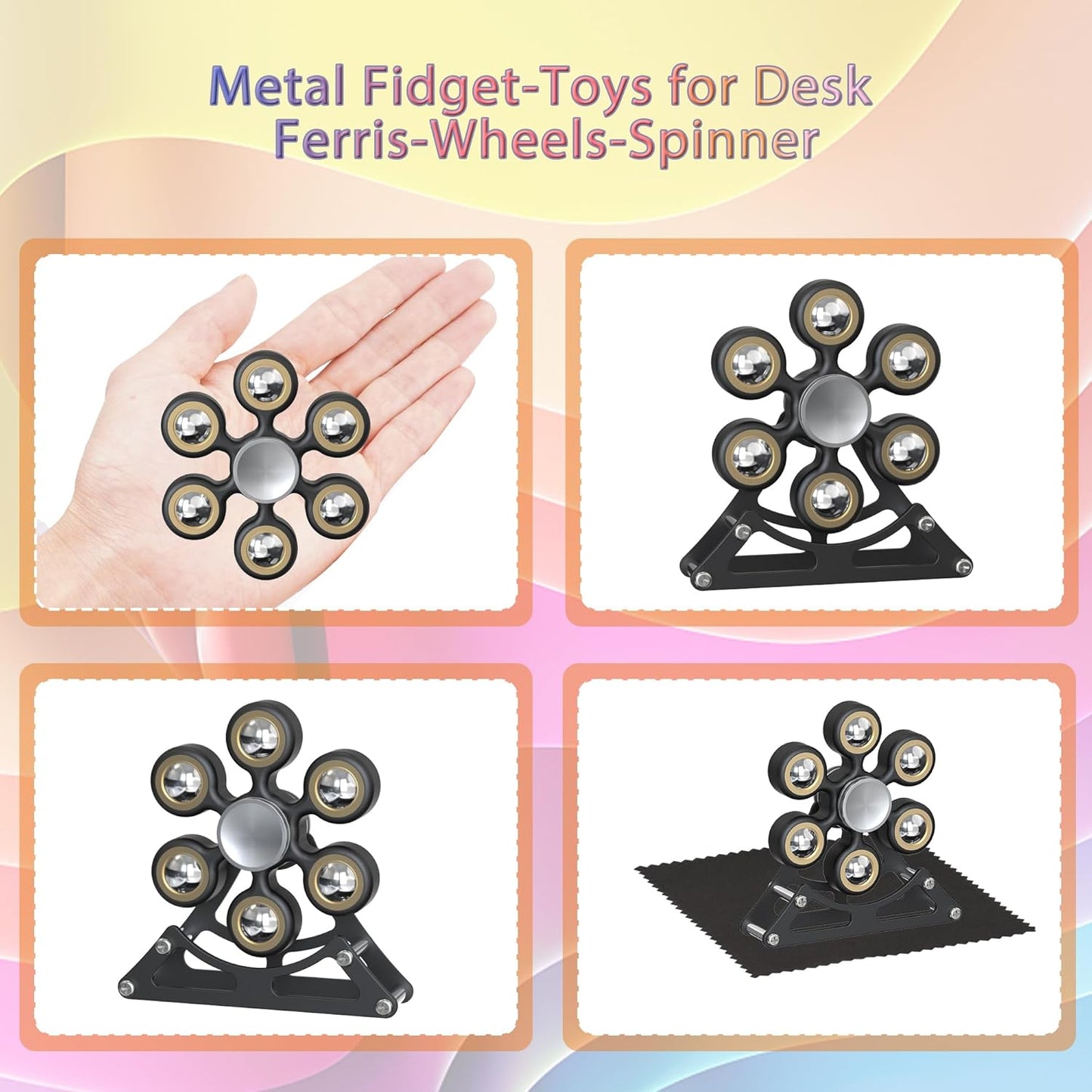 Desk Toys for Fidget Ferris-Wheel Spinner: 4mins Metal Cool-Gadgets Kinetic-EDC-Toy, Cool-Stuff for Kid Children Teen Adult, ADHD Tools Stress Relief Gift for Office Home School Men Woman Christmas